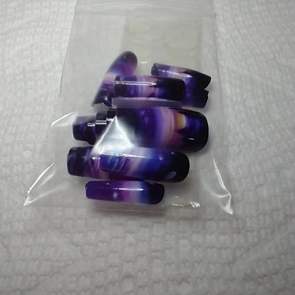 Press on nails purple black trees sunset nail set - Picture 2 of 2